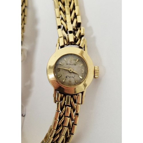 663 - Vintage 18ct gold lady's Rolex Orchid wristwatch, the dial with baton and quarterly Arabic numeral h... 