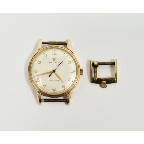 665 - Gent's 9ct gold cased Rolex Precision wristwatch with a 17-jewel manual wristwatch, the silvered dia... 