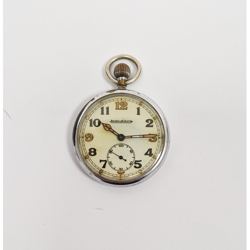 668 - Early 20th century military pocket watch by Jaeger Le Coultre, the circular dial having Arabic numer... 