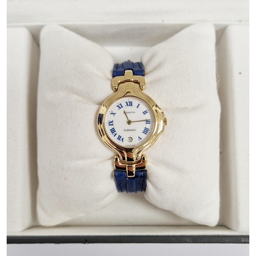 700 - Zenith Via Veneto lady's gold-plated wristwatch, the dial having blued Roman numerals denoting hours... 