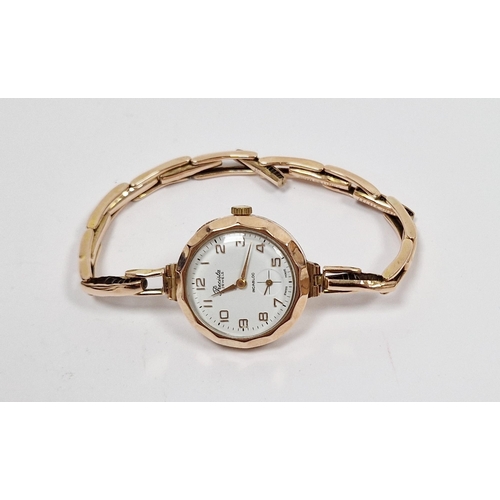 705A - LOT WITHDRAWN 
 Lady’s Precista 9ct gold wristwatch with scallop bezel, subsidiary seconds dial, on ... 