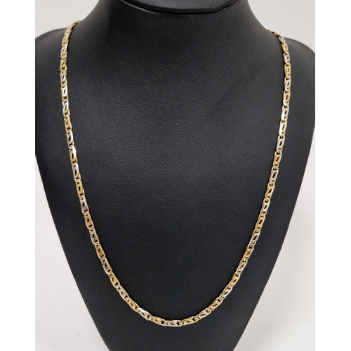 799 - 18ct gold flattened shaped oval link chain, 34.3g approx.