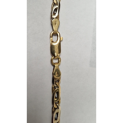 799 - 18ct gold flattened shaped oval link chain, 34.3g approx.