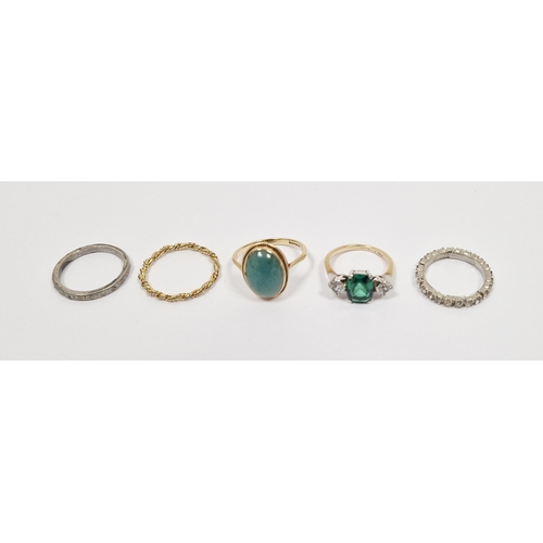 820 - LOT WITHDRAWN
 9ct gold, silver, green and white stone dress ring, 9ct gold and blue stone dress rin... 