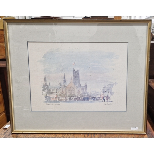 1326 - Hugh Casson 
 Colour print 
 The Palace of Westminster 1986, framed 
 Large framed print 
 Hunters r... 