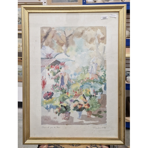 1328 - Pierre Llado 
 Limited edition print 
 Clowns et Jeux de Fleurs, signed in margin, framed , 69cm x 4... 