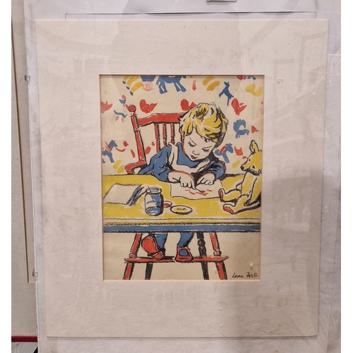 1328 - Pierre Llado 
 Limited edition print 
 Clowns et Jeux de Fleurs, signed in margin, framed , 69cm x 4... 