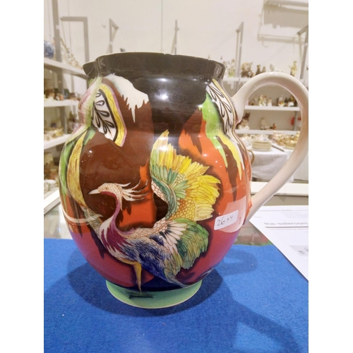 26 - Art Deco Carltonware Phoenix pattern baluster jug, printed and painted in a bright palette with a ph... 