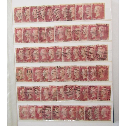 109 - GB stamps: Green stock-book partially filled with QV Penny reds, just under 500 used unchecked for v... 