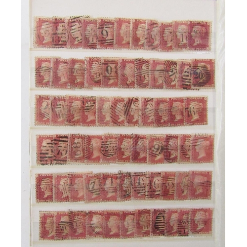 109 - GB stamps: Green stock-book partially filled with QV Penny reds, just under 500 used unchecked for v... 