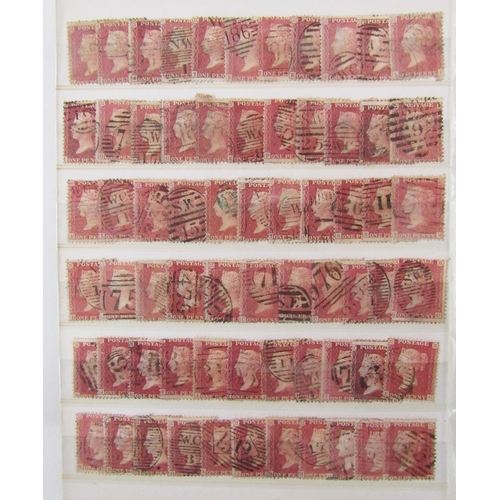 109 - GB stamps: Green stock-book partially filled with QV Penny reds, just under 500 used unchecked for v... 