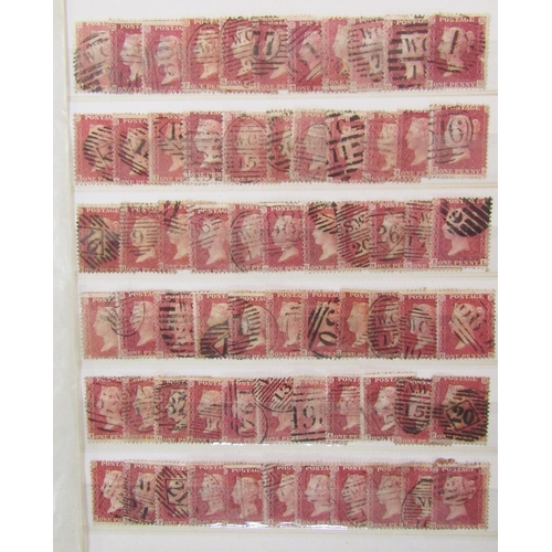 109 - GB stamps: Green stock-book partially filled with QV Penny reds, just under 500 used unchecked for v... 