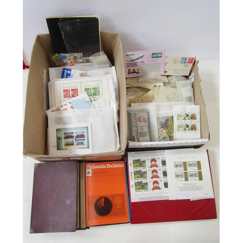 115 - GB and World stamps: Large box containing red Prinz album, other album, various covers including Ben... 