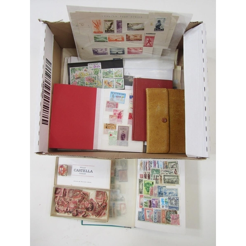 116 - GB & World stamps: Small box containing album, a large and 3 small stock-books, wallet, sleeves and ... 