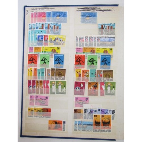 121 - Stamps of Singapore: Blue stock-book with mint and used definitives/commemoratives, many in sets, fr... 