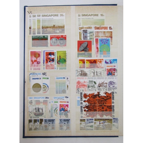 121 - Stamps of Singapore: Blue stock-book with mint and used definitives/commemoratives, many in sets, fr... 