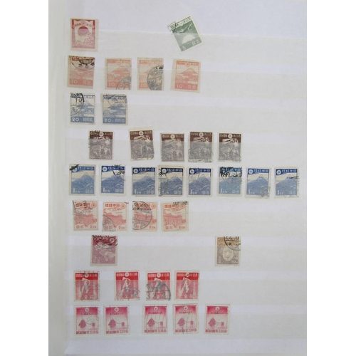 125 - Stamps of Japan: accumulation in blue stock-book of used definitives, fiscals and telegraph, with so... 