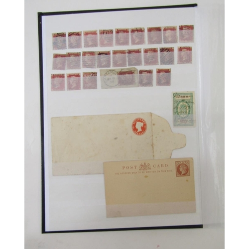 127 - GB stamps: Black stockbook of c 100 QV 1d reds plus pack of various QEII purposed covers and mint pr... 