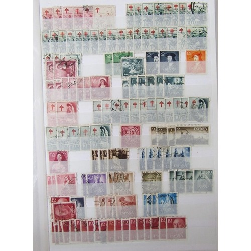 155 - Stamps of Spain: Two large “Lindner” stock-books almost full of mint and used issues; definitives, c... 