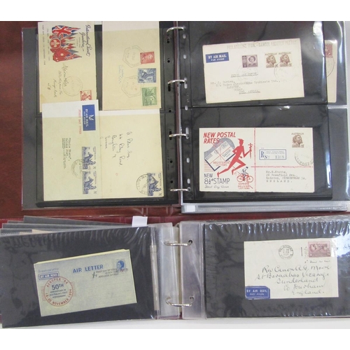 166 - Australia stamps: Large box of 7 cover albums with 200+ covers, many first day and also first flight... 