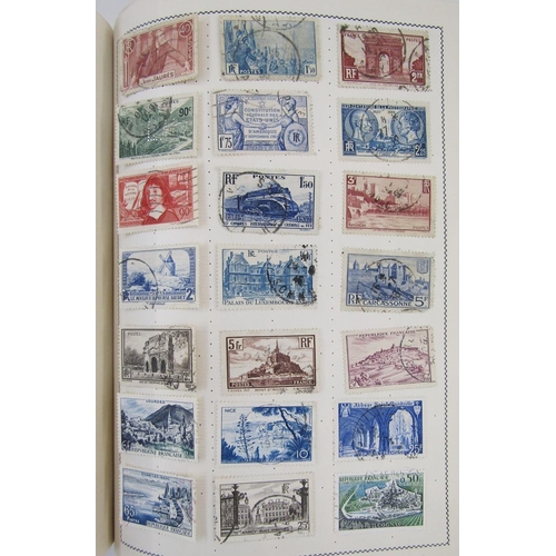 171 - World stamps: Well-filled, green “Movaleaf” album and numerous envelopes of loose of mostly used def... 