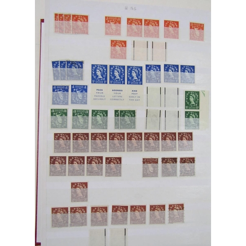 172 - GB stamps: Red stock-book of mint and used Wilding definitives from 1953 onwards with different wate... 