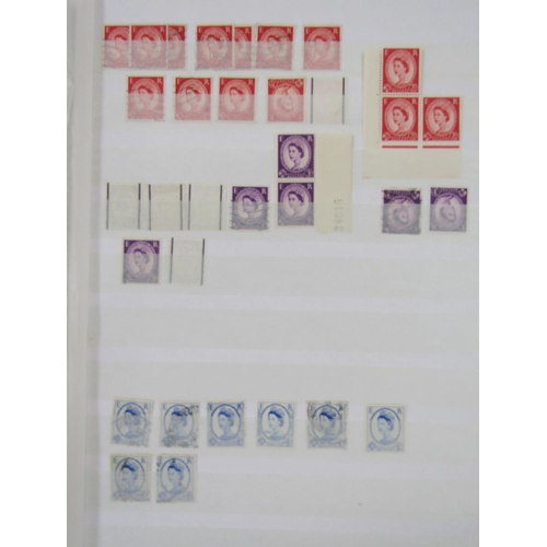 172 - GB stamps: Red stock-book of mint and used Wilding definitives from 1953 onwards with different wate... 