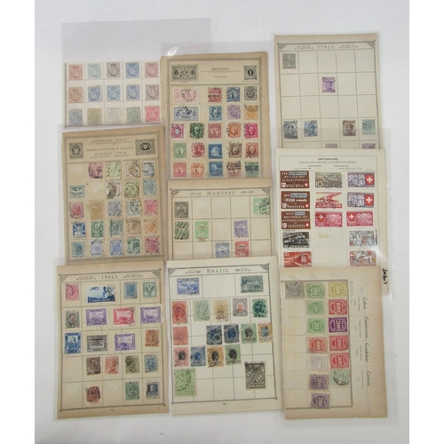 174 - World: Blue tray of mint and used including numerous old album pages in sleeves of pre-1900 issues i... 