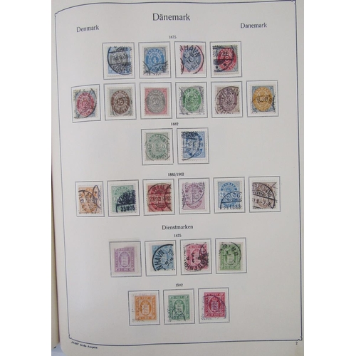 181 - Stamps of Denmark: Green album and large stock-book of definitives, commemoratives, official, parcel... 