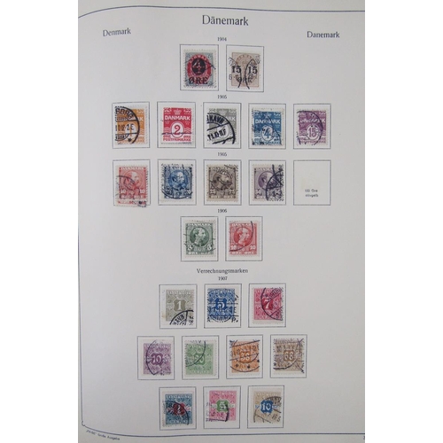 181 - Stamps of Denmark: Green album and large stock-book of definitives, commemoratives, official, parcel... 