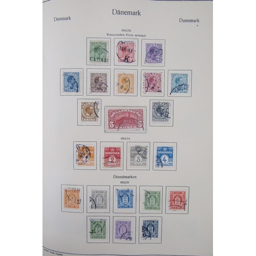 181 - Stamps of Denmark: Green album and large stock-book of definitives, commemoratives, official, parcel... 