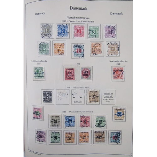 181 - Stamps of Denmark: Green album and large stock-book of definitives, commemoratives, official, parcel... 