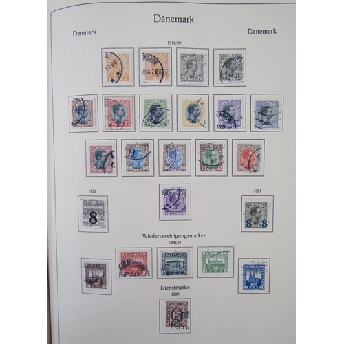 181 - Stamps of Denmark: Green album and large stock-book of definitives, commemoratives, official, parcel... 