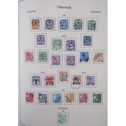 181 - Stamps of Denmark: Green album and large stock-book of definitives, commemoratives, official, parcel... 