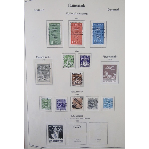 181 - Stamps of Denmark: Green album and large stock-book of definitives, commemoratives, official, parcel... 