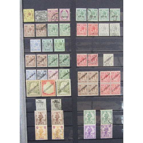 197 - Stamps of Malta: Black A4 15-page (double-sided) stock-book of QV-QEII to Independence; mint and use... 