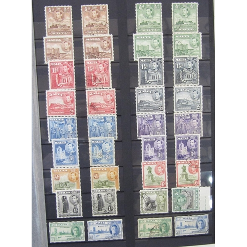 197 - Stamps of Malta: Black A4 15-page (double-sided) stock-book of QV-QEII to Independence; mint and use... 