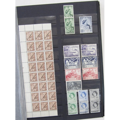 197 - Stamps of Malta: Black A4 15-page (double-sided) stock-book of QV-QEII to Independence; mint and use... 