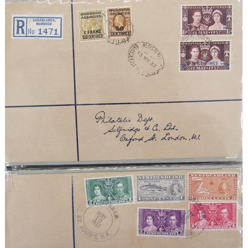 200 - Br Empire: Large album of over 60 KGVI 1937 Coronation covers sent to Philatelic Department of Selfr... 