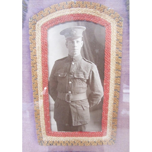 227 - WWI embroidered silk panel 'In remembrance of my service in China, 1913 - 1915', 2nd battalion Glouc... 