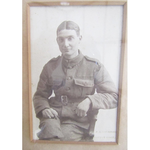 240 - WWI memorial plaque named to 'Charles Stuart Barkman', framed with photograph, Rifleman Barkman, 21s... 