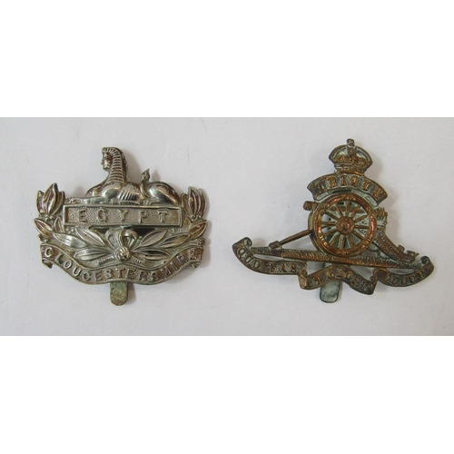 250 - Edwardian Gloucestershire Regiment Officer's helmet plate with four badges and paper clip.