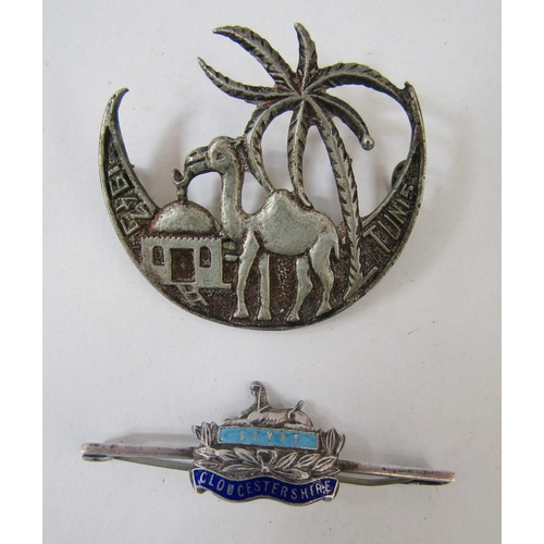 250 - Edwardian Gloucestershire Regiment Officer's helmet plate with four badges and paper clip.