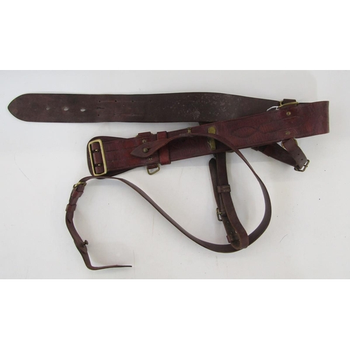 253 - George V officer's dress sword with leather scabbard and cover, officer's Sam Brown leather belt wit... 