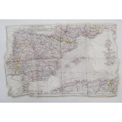 255 - Second World War RAF silk escape map, H2 Spain and North Africa, and D Southern France and Northern ... 