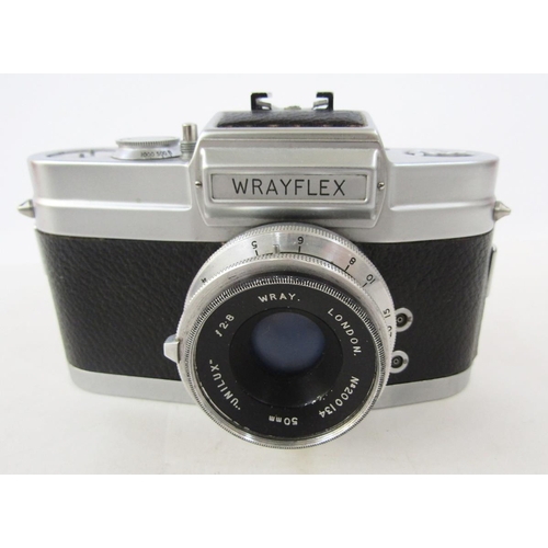 282 - Wray London Wrayflex 1a 35mm SLR camera, c.1950's, serial number 3742, with a Wray Unilux 50mm lens,... 