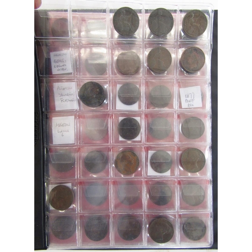 310 - Collection of British farthings from Charles II to Elizabeth II (not all monarchs), collection house... 