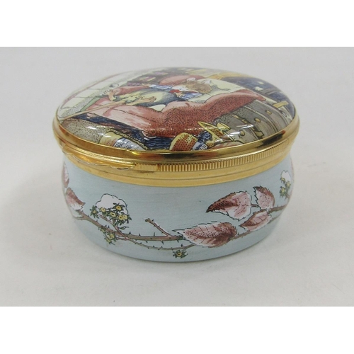 373 - Five Crummles handpainted enamel boxes to include limited edition 1985 children in the snow, the Old... 