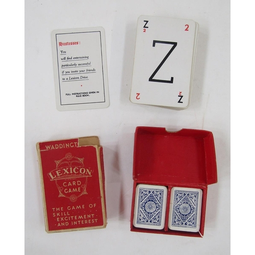 374 - Quantity reproduction Egyptian ceramic amulets, two boxes of playing cards, folding rule, balance sc... 