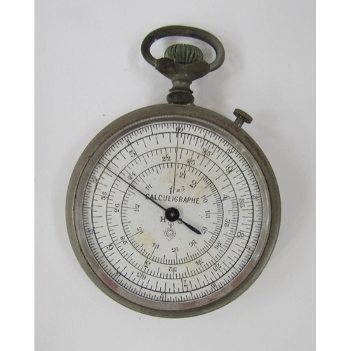 396 - Early 20th century calculating circle, Calculigraphe H.C., Boucher's System, with winding crown, loo... 